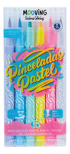 Marcadores Punta Pincel Pincelados Pastel Mooving X 6 U