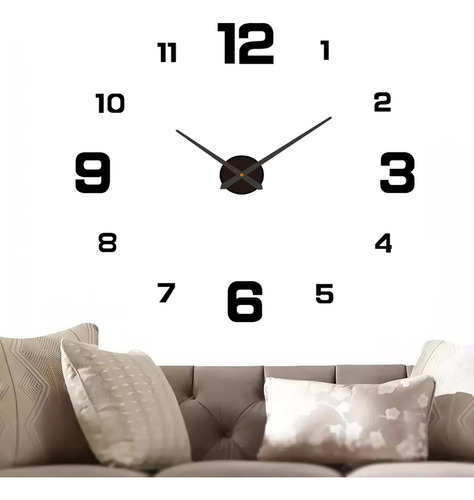 Reloj De Pared Con Moderno Diseño 3d Con Números Negros Gran