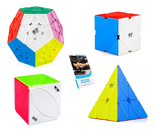 Pack Cubos X4 Rubik Qiyi Estuche Dluxe Speedcube Stickerless