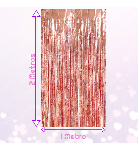 2 Cortinas Papel Metálico Rosa Fiesta Decoración Fiesta