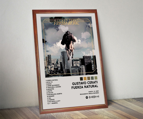 Gustavo Cerati Poster Album Fuerza Natural En Cuadro 