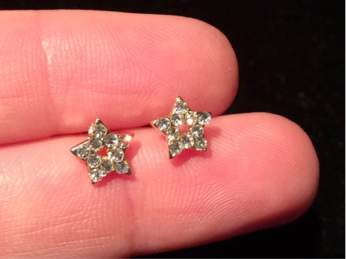 Desapegadoc Brincos Stars Estrelas Douradas Strass Delicado