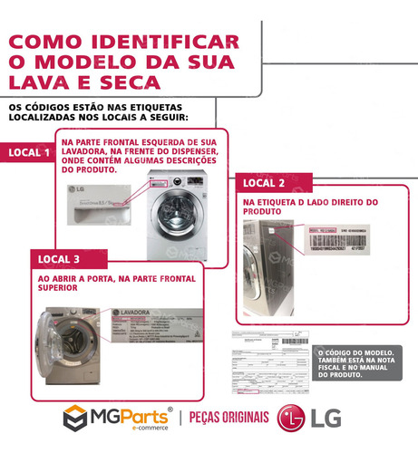 Kit 4 Pés Ajustável Fixadores Lava E Seca LG 17k Wd17bv2s6b