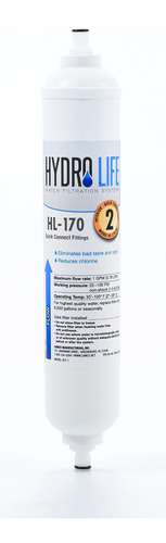 Hydro Life 52101 Hl-170 Repuesto De Filtro De Agua Para Inst