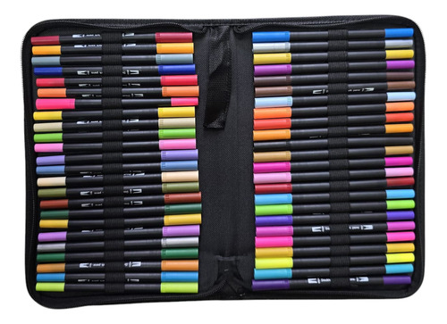 Plumones Dual Brush X100 Piezas, Punta Ultrafina Y Pincel