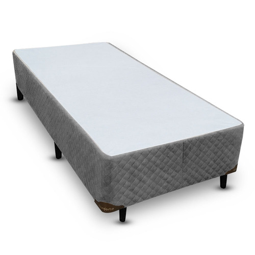 Cama Box Solteiro Com Bicama De Molas Cinza - 088x188 Padrão
