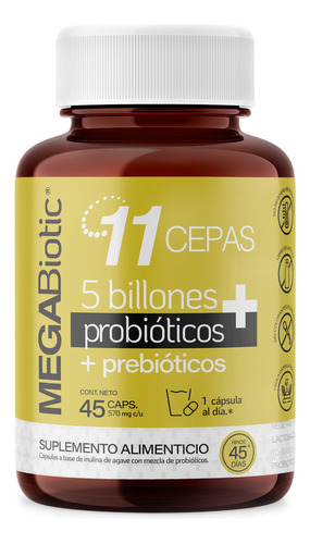 Suplemento Megabiotic Probióticos 5 Billones 11 Cepas 45caps Sabor Sin sabor