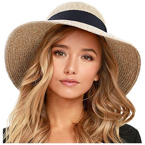 Sombrero De Paja Para Mujer Con Visera Plegable Furtalk