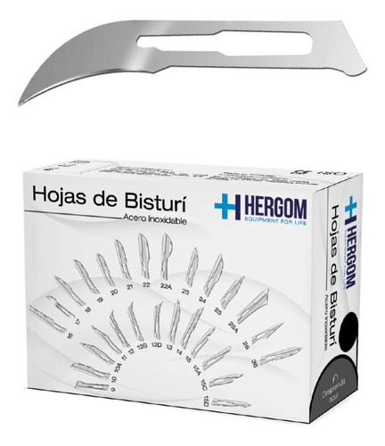 Hojas P/ Bisturí No. 12 Acero Inoxidable 100 Piezas Hergom