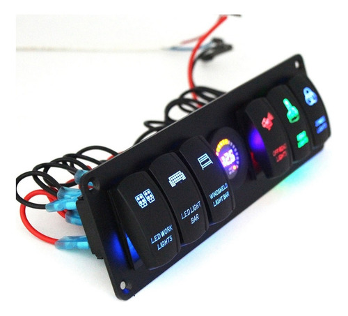 6 Gang Toggle Panel De Interruptor De Rocker Colorido Led Vo