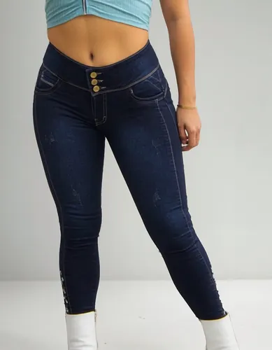 comprar Jeans Azul Oscuro Modelo Denim Bordado Wara 21