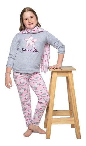 Imagen 1 de 5 de Pijama De Invierno Para Chicas Nenas Estrella 707