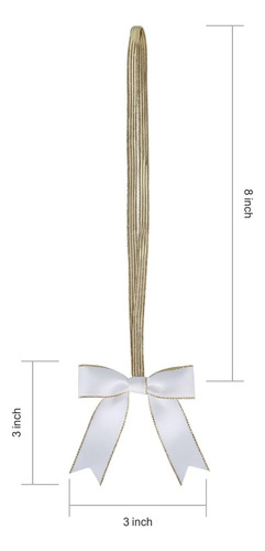 30 Lazos Elásticos Dorados De 8 Pulgadas Con Lazos Blancos P