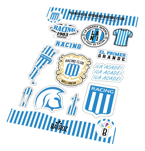 Plancha Sticker Autoadhesivos X 12u Racing Club