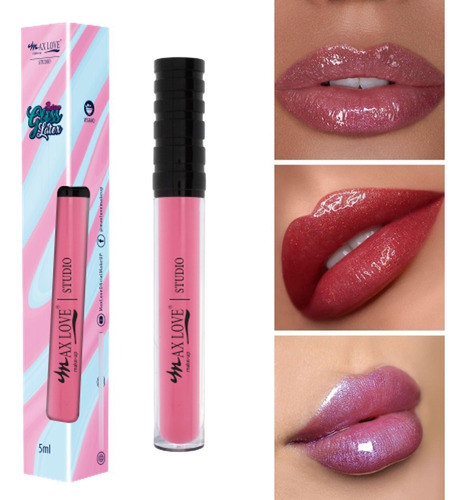 Batom Gloss Latex Max Love Cor 21 Rosa Claro Brilhante Cor 21 - Rosa Claro