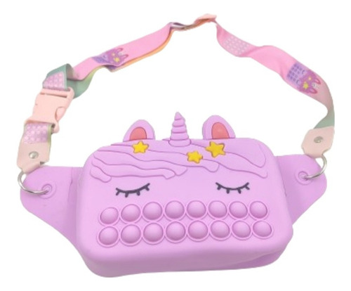 Pochete Infantil Pop It Unicórnio Lilás Cor Violeta Desenho Do Tecido Liso