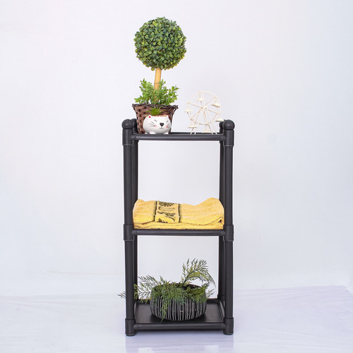Estante 3 Prateleiras Modular Preta Cor Preto Multiuso Kit D
