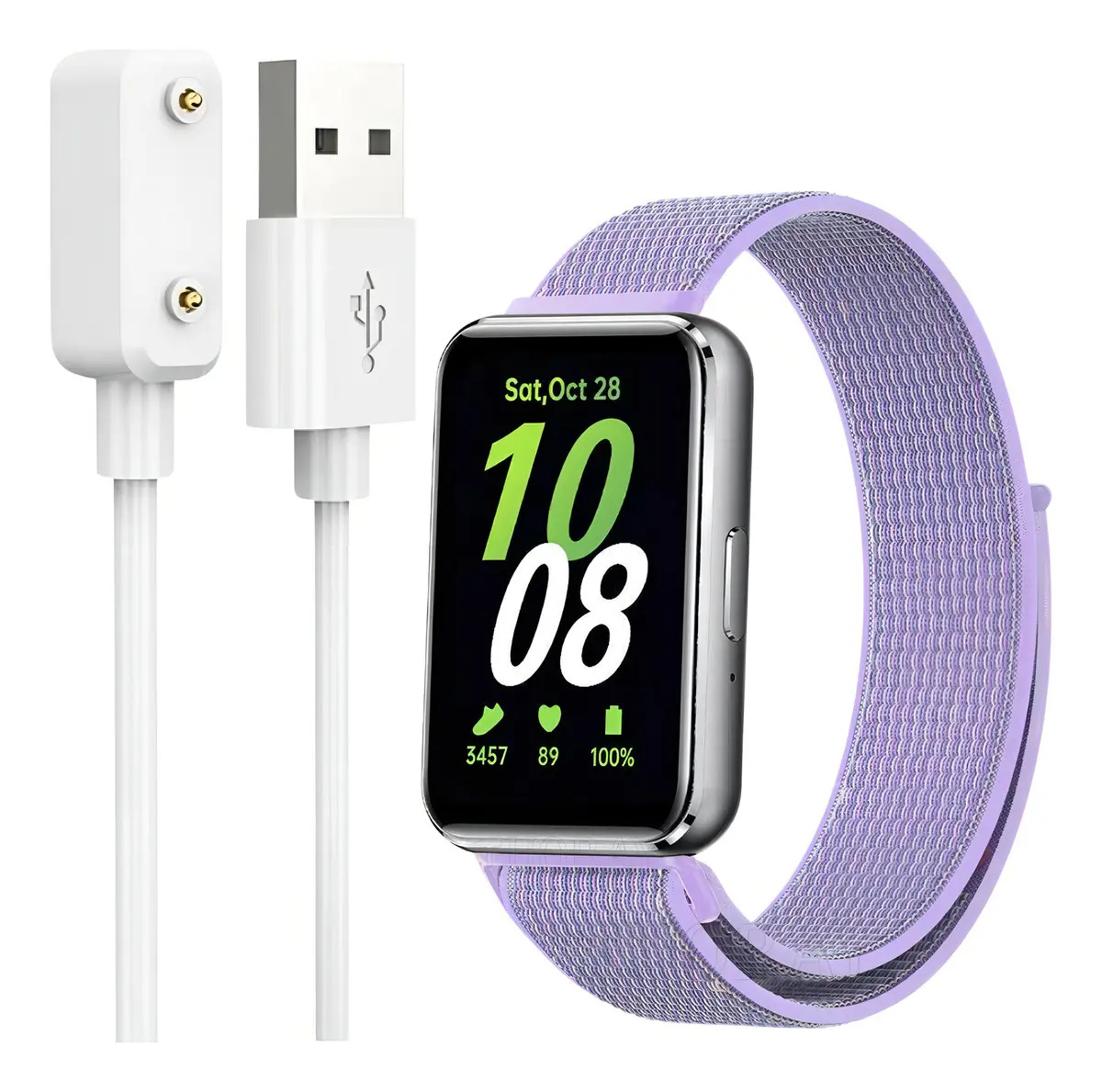 Dock Carregador Usb Tipo C Para Samsung Galaxy Fit 3 R390 Cor Branco