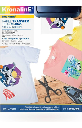 Papel Transfer Inkjet P/camisetas Claras 10hj Kronaline