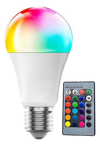 Bombilla Led Que Cambia De Color Con Control Remoto, A19