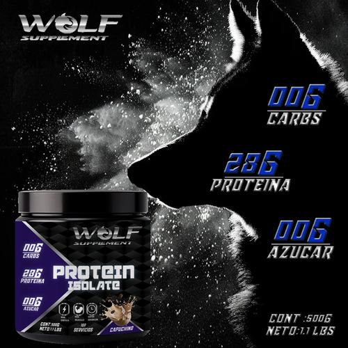 Proteína Whey Hs Hidrolizada Isolate Wolf 500g Sabores Capuchino