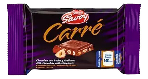 Chocolate Savoy Con Leche Y Avellanas Carré 25gr 4 Unds