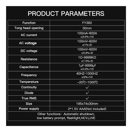 . Pinzas Inteligentes Lazhu Mastfuyi Fy382 True Rms 9999