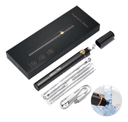 Aparelho Removedor De Cravos E Acne Com Câmera Caneta Tira Cravos De Limpeza Facial Profissional Tratamento Kit Com Agulha Extrusão E Gancho Completo