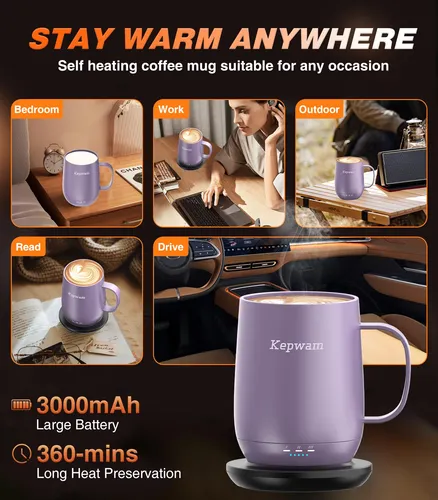 Taza De Café Autocalentable Kepwam 470 Ml Smart Temperature