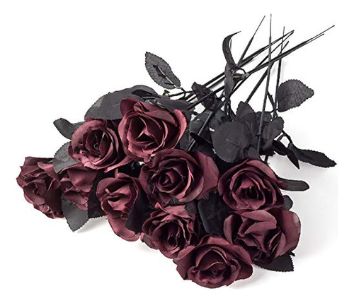 Yebazy - Paquete De 10 Rosas De Seda Artificiales De Color R