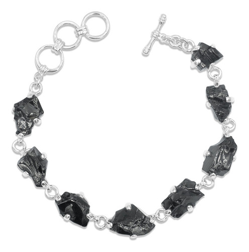 Pulsera Elite Shungite Prong Set En Plata De Ley