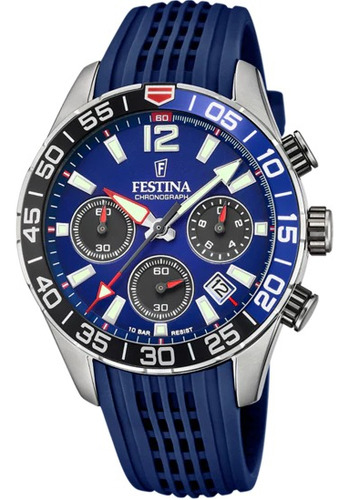 Reloj Festina Hombre Silicona Azul Rojo Crono 100m F20517.1