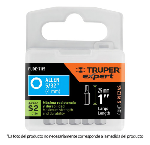 Puntas Hexagonal 1/8'' Largo 1'' 5pz Truper 12489