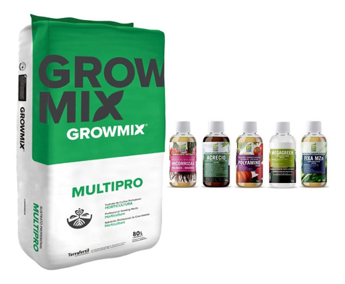 Sustrato Growmix Multipro 80lts Ecomambo Combo Fertilizantes