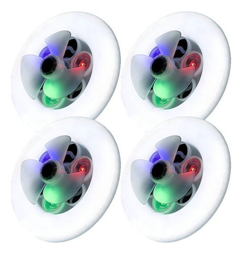 Ventilador De Techo 6 PLG 40w Luz Blanca Y Rgb E27 Paquete 4