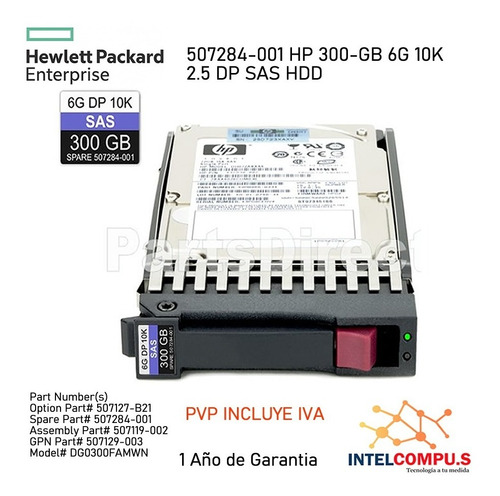 Disco Duro 300gb 10k Sas Dp 2.5 6g 507284-001 Disco Hp 300gb