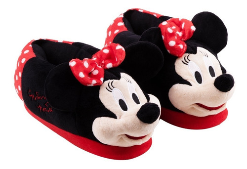 Imagem 2 de 10 de Pantufa 3d Pelúcia Minnie Mouse - Solado Borracha - Disney