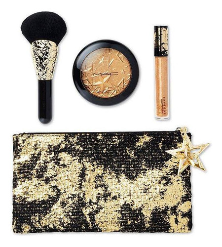 Mac Set Iluminador Brocha Sprinkle Of Shine Kit Gold