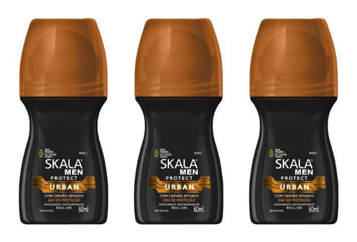 Desodorante Roll-on Skala 60ml Masculino Urban - Kit C/3un