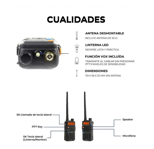 Imagen 2 de 6 de Handy Walkie Talkie Recargable Daewoo 16 C Manos Libre Radio