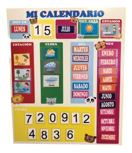 Calendario Imantado Dia Estaciones Numeros Meses 60x40cm Vp