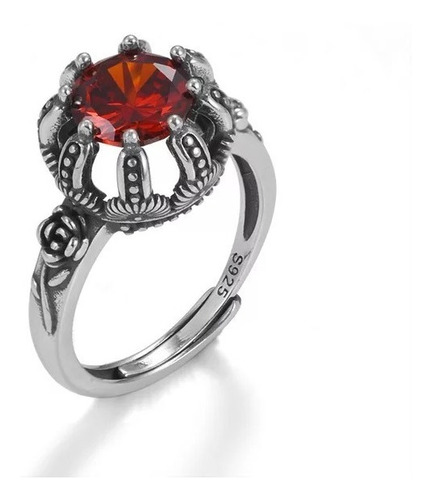 Anillo Corona Rojo Enchapado Plata 925