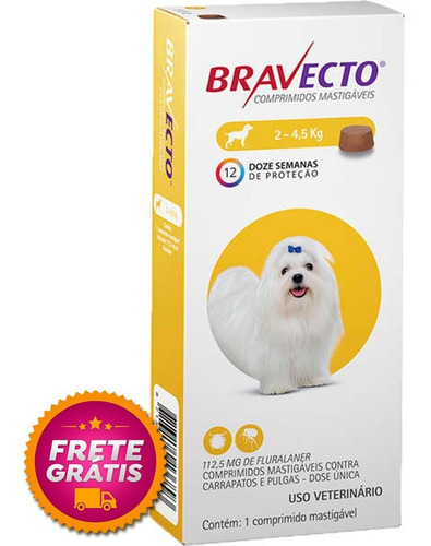 Imagem 1 de 4 de Bravecto 112,5mg Antipulgas E Carrapato 2-4,5kg