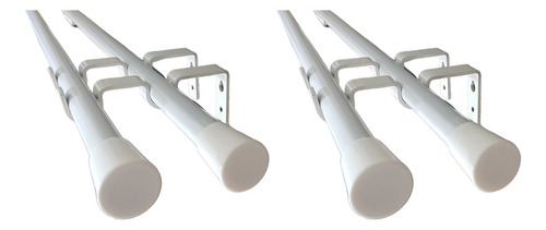2 Kits Barral Metálico Doble Blanco 21mm X 1,4mt Andino
