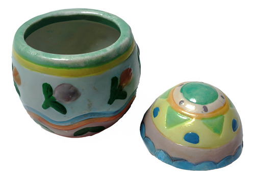 Cofre Porcelana Biscuit Forma Huevo Colores Pastel (Usado)