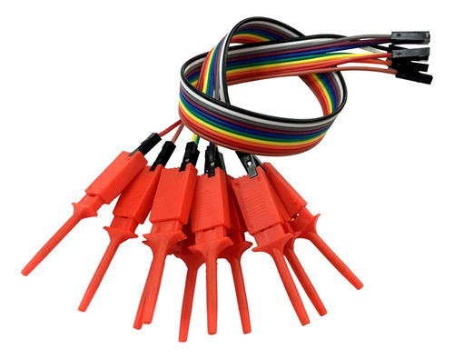 10 Piezas De Cables Test Probador Clip Analizador Rojo