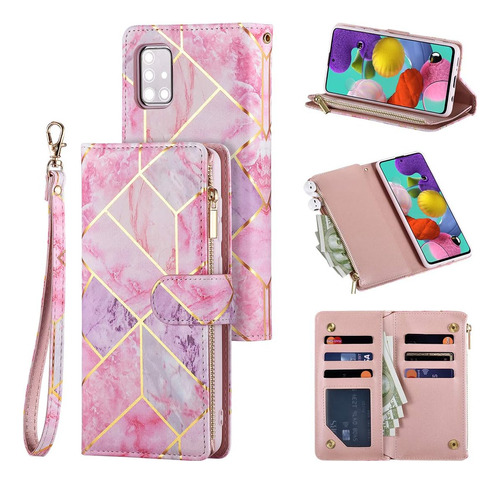 Funda Para Galaxy A51 Wallet Kickstand Pink&purple