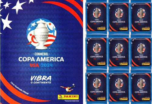 Álbum Copa América Usa 2024 + 50 Figurinhas (10 Envelopes)