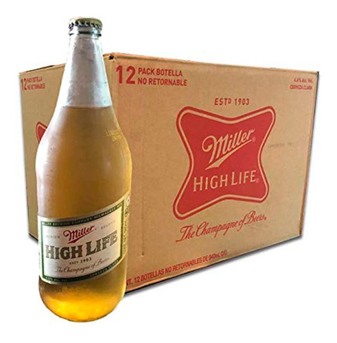 Cerveza Miller High Life Caja Con 12 Botellas De 940 Ml