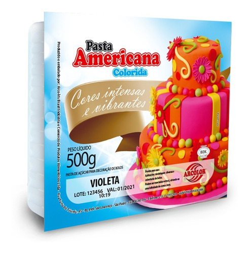 Pasta Arcolor Americana 500g Colorida Escolha A Cor Imediato